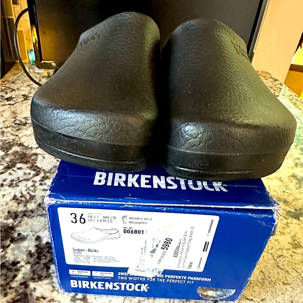 NEW Birkenstock Professional Super Birki black clogs shoes US size 5 size 36